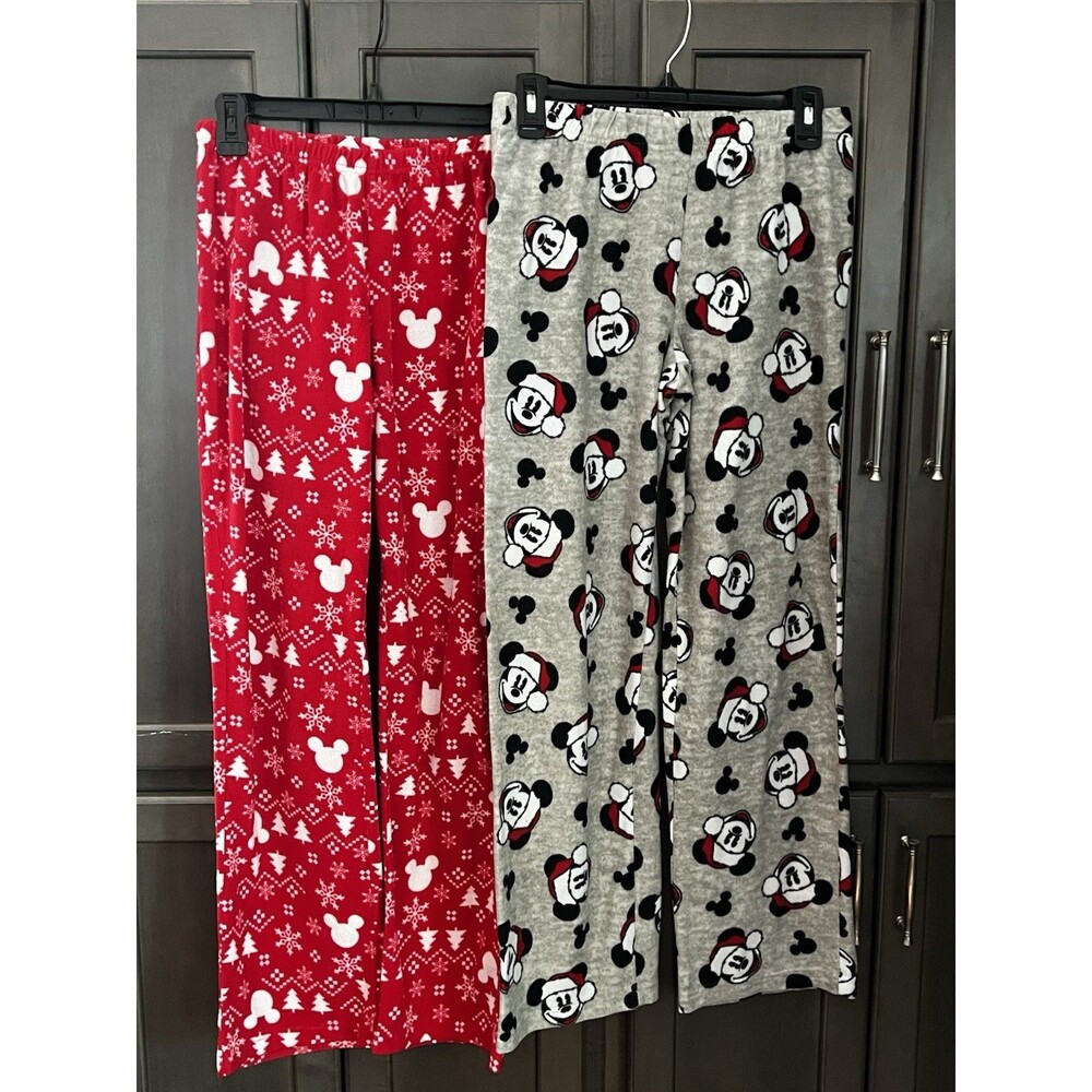 Disney Mickey Mouse Fleece Christmas Pajama Bottoms (Set of 2) Women’s Size XS